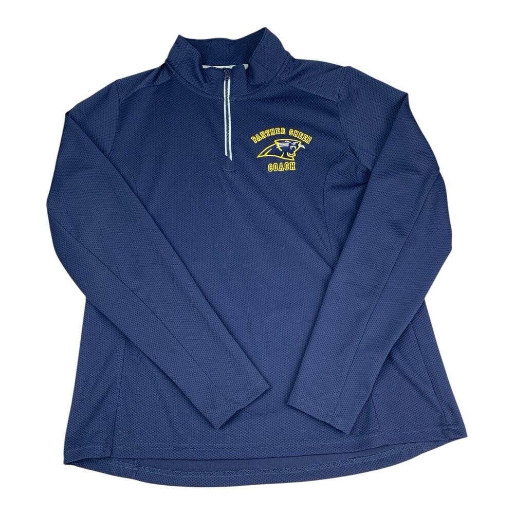 Panther Cheer Coach Women’s 1/4 Zip Pullover Top Navy Blue Size XL